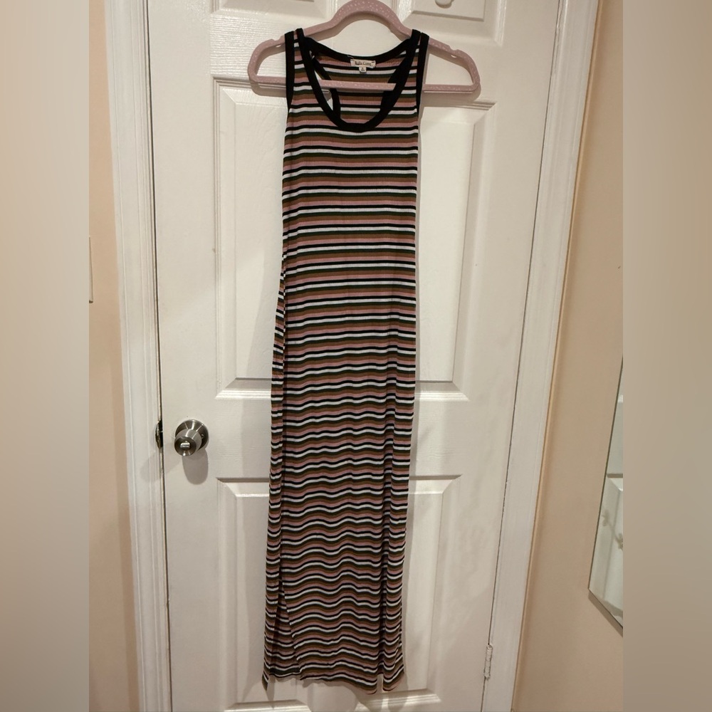 Rolla Coster Striped Racerback Maxi Dress in Brown, Pink and Black
